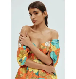 Alemais Piato Sculpt Mini Dress Marigold Multi Floral Size AU 12 for rent on The Volte - image 4