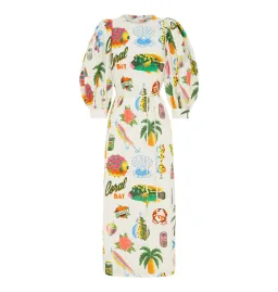 Alemais Samaki Puff Sleeve Midi Dress in Multi Size AU 14 for rent on The Volte - image 4