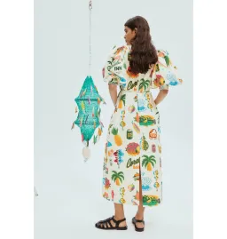 Alemais Samaki Puff Sleeve Midi Dress in Multi Size AU 14 for rent on The Volte - image 3
