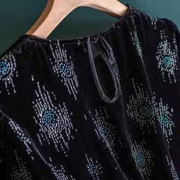 RIXO Lucile Velvet Droplet Glitter Midi Dress Black Size 6 for rent on The Volte - image 4