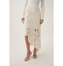 Aje Mosaic Crochet Midi Dress Ivory Size Small / AU 8 for rent on The Volte - image 3