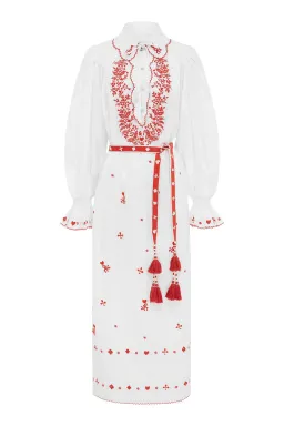 Alemais Hearts Embroidered Midi Dress White/Red Size 14 for rent on The Volte - image 6