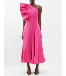 AJE Bonjour Asymmetric Midi Dress Fuschia Pink Size 16  for rent on The Volte - image 6