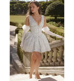 House of CB Fabrizia Corset Mini Dress White Bluebell Print Size XS/Au 6 for rent on The Volte - image 1