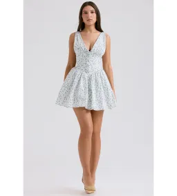 House of CB Fabrizia Corset Mini Dress White Bluebell Print Size XS/Au 6 for rent on The Volte - image 4
