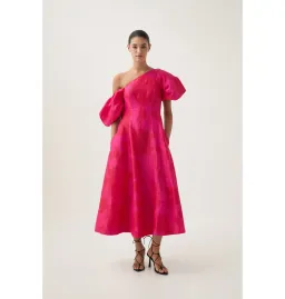 Aje Arista Tulip Sleeve Midi Dress Florescent Rose Pink Size AU 12 for rent on The Volte - image 1