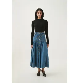 Aje Belmond Denim Midi Skirt 90's Wash Size AU 4 for rent on The Volte - image 1