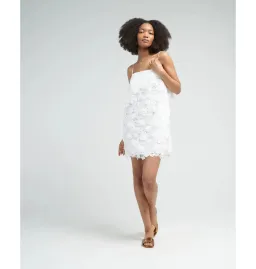 Zimmermann Raie Lace Flower Mini Dress Ivory Size 1 / AU 10 for rent on The Volte - image 1