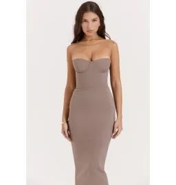 House of CB Lucia Strapless Corset Maxi Dress Taupe Size S / AU 8 for rent on The Volte - image 2