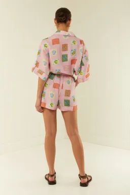 Palm Noosa Mirage Shirt & Rummy Short Set Pink Emblem Size 10 for rent on The Volte - image 3
