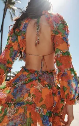 Zimmermann Riders Frill Mini Dress Mango Floral Size 0 / AU 8 for rent on The Volte - image 5