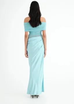 Benni Nico Off Shoulder Maxi Dress in Aquamarine Size 8 for rent on The Volte - image 3