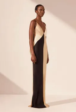 Shona Joy Sofia Contrast Double Strap Maxi Dress in Black/Multi Size 10 for rent on The Volte - image 2