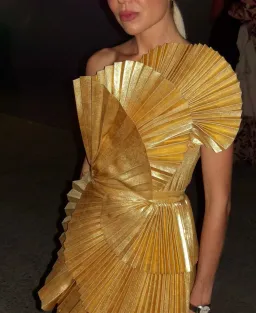 Acler Abbotsford Mini Dress Honey Gold Metalic Size 6 for rent on The Volte - image 6