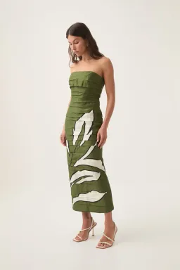 Aje Jasmine Midi Dress Abstract Fern Size 10 for rent on The Volte - image 2