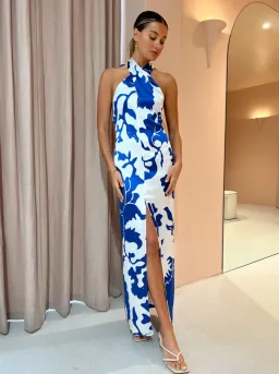 Sir The Label Esme Halter Silk Maxi Dress Merce Abstract Print Size 0 / AU 6 for rent on The Volte - image 1