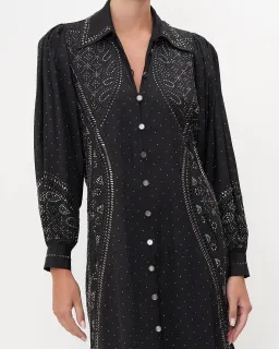 Camilla Curved Collar Shirt Midi Dress Luxe Espiritu  Size L / AU 14 for rent on The Volte - image 4