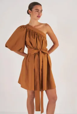 Oroton One Shoulder Gathered Dress Brandy Size 10  for rent on The Volte - image 2