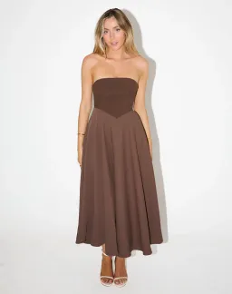 Odd Muse The Ultimate Muse Strapless Midi Dress Chocolate Brown Size 6 for rent on The Volte - image 1