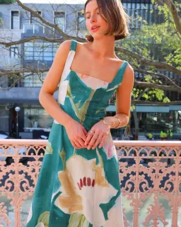 By Nicola Into The Woods Maxi Dress in Pine Green Floral Size AU 10  for rent on The Volte - image 2