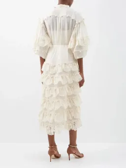 Zimmermann The Lyre Trim Tiered Midi Dress Cream Size 0 / AU 8 for rent on The Volte - image 3