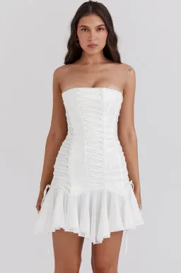 House Of CB Sirena Lace Up Mini Dress White Size S / 8 for rent on The Volte - image 5