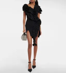 Toni Maticevski Avery Ruffled Crepe Mini Dress Black Size 8 for rent on The Volte - image 1