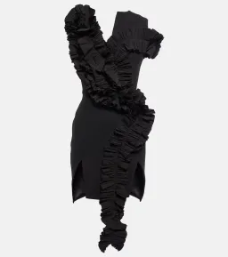 Toni Maticevski Avery Ruffled Crepe Mini Dress Black Size 8 for rent on The Volte - image 4