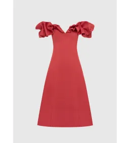 Leo Lin Annie Off Shoulder Midi Dress in Mulberry Size 10 for rent on The Volte - image 1