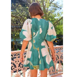 By Nicola Wavy Mini Dress in Pine Green Floral Size AU 12 for rent on The Volte - image 3