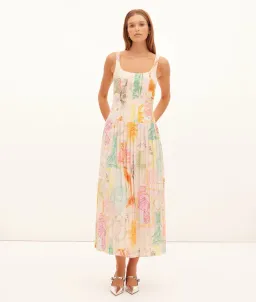 Kate Ford  Ethelinda Pleated Corset Midi Dress Solstice Print Size 4 / AU 14 for rent on The Volte - image 1