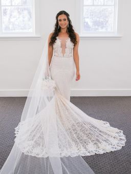 Galia Lahav white lace wedding dress size 8 for rent on The Volte - image 1
