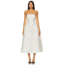 Self Portrait Taffeta Midi Dress Cream Polka Dot Size AU 8 for rent on The Volte - image 3