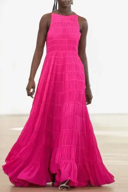 Aje Rosewood Ruched Maxi Dress Magenta Size 14 for rent on The Volte - image 5