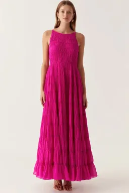 Aje Rosewood Ruched Maxi Dress Magenta Size 14 for rent on The Volte - image 6