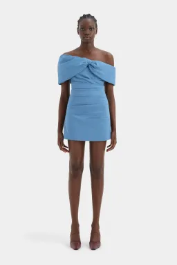 Sir the Label Jones Off Shoulder Mini Dress in Washed Blue Size 2 / AU 10 for rent on The Volte - image 1