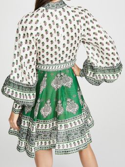 Zimmermann The Amari Emerald Buttoned Mini Dress in Green Paisley Size 6 for rent on The Volte - image 4