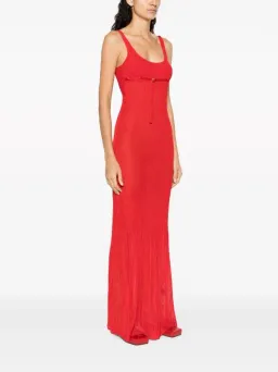Jacquemus La Robe Maille Belted Long Knit Dress Red Size 6 for rent on The Volte - image 2