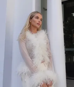 Bubish Gigi Sheer Feather Blouse Ivory Size 14 for rent on The Volte - image 3