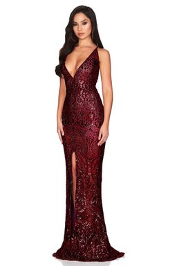 Nookie Shanina plunge gown burgundy red size 8 for rent on The Volte - image 2