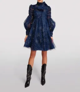 Zimmermann Rhythm Ruched Glitter Mini Dress Navy Size 0P / AU 6  for rent on The Volte - image 1