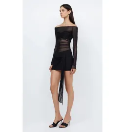 Bec & Bridge Marina Semi-Sheer Stretch Mini Dress Black Size AU 6 for rent on The Volte - image 2