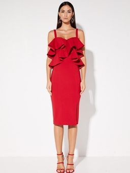 Mossman Beyond this moment red dress size 6 for rent on The Volte - image 1