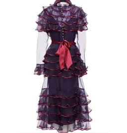 Zimmermann Lucky Tiered Dress Aubergine Size 1 / AU10 for rent on The Volte - image 3