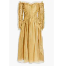 Zimmermann Prima Off Shoulder Dress Gold Size 1 / AU 10  for rent on The Volte - image 3