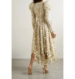 Zimmermann Celestial Zodiac Midi Dress Champagne Size 0 / AU 8  for rent on The Volte - image 2