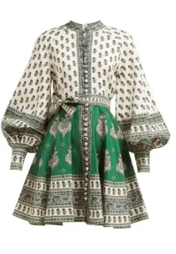 Zimmermann Emerald Buttoned Dress Multi 2 / AU 12  for rent on The Volte - image 4