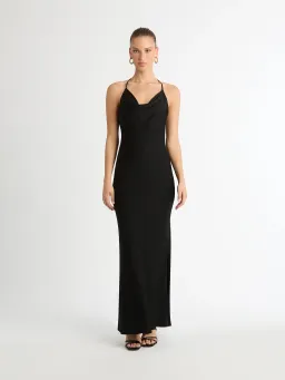 Sheike Ivy Draped Maxi Dress Black Size 10 for rent on The Volte - image 1