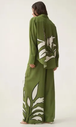 Aje Planetary Silk Oversized Shirt & Pants Set Size 12 for rent on The Volte - image 4