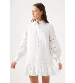 Aje Lotus Shirt Mini Dress In White Size 4 for rent on The Volte - image 2